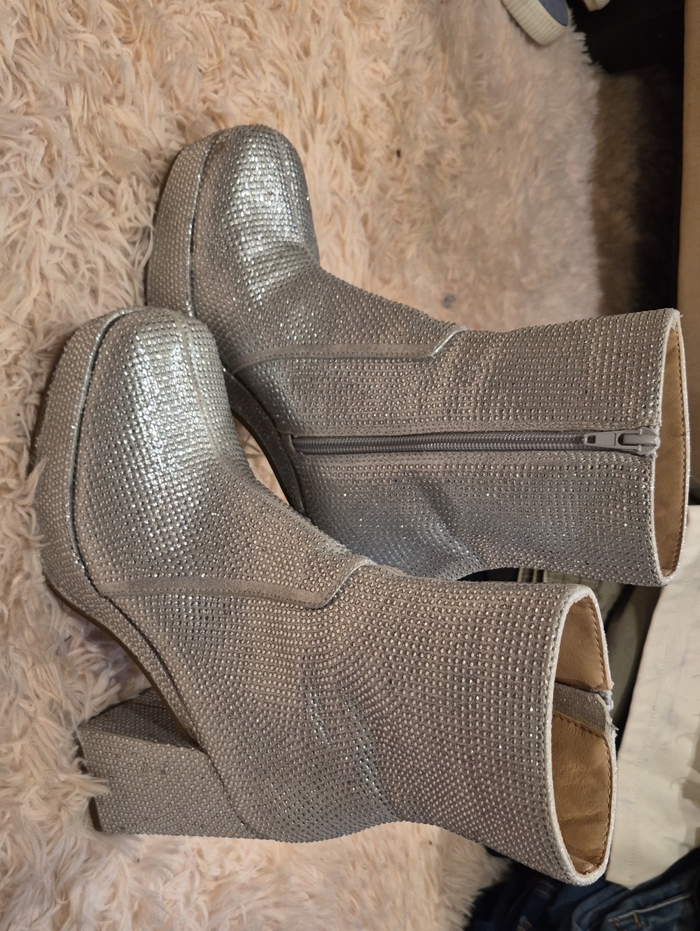 MIA Silver Rhinestone Platform Ankle Booties